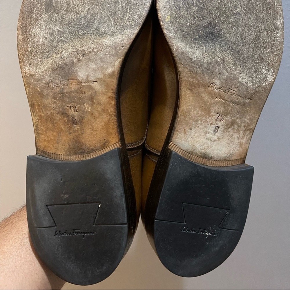 Salvatore Ferragamo Dress Shoes Brown Sz 7.5 - Picture 6 of 16